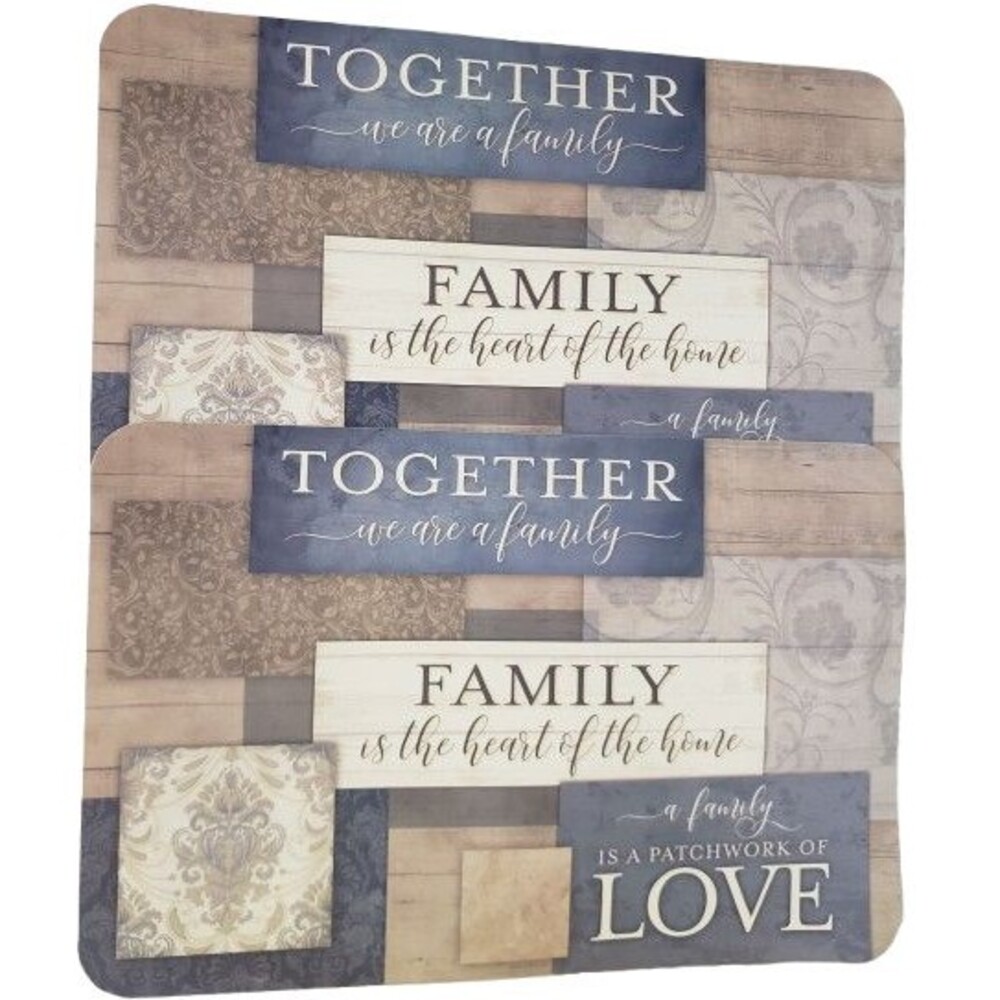 Set of 2 Same Non Clear Plastic Placemats (17"x11") TOGETHER, FAMILY, LOVE, CA